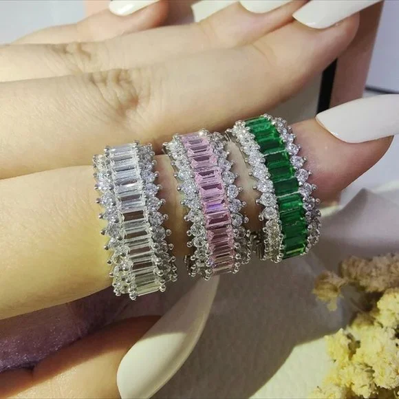 NEW ETERNITY BAND S925 STERLING SILVER DIAMOND RING - Picture 4 of 4